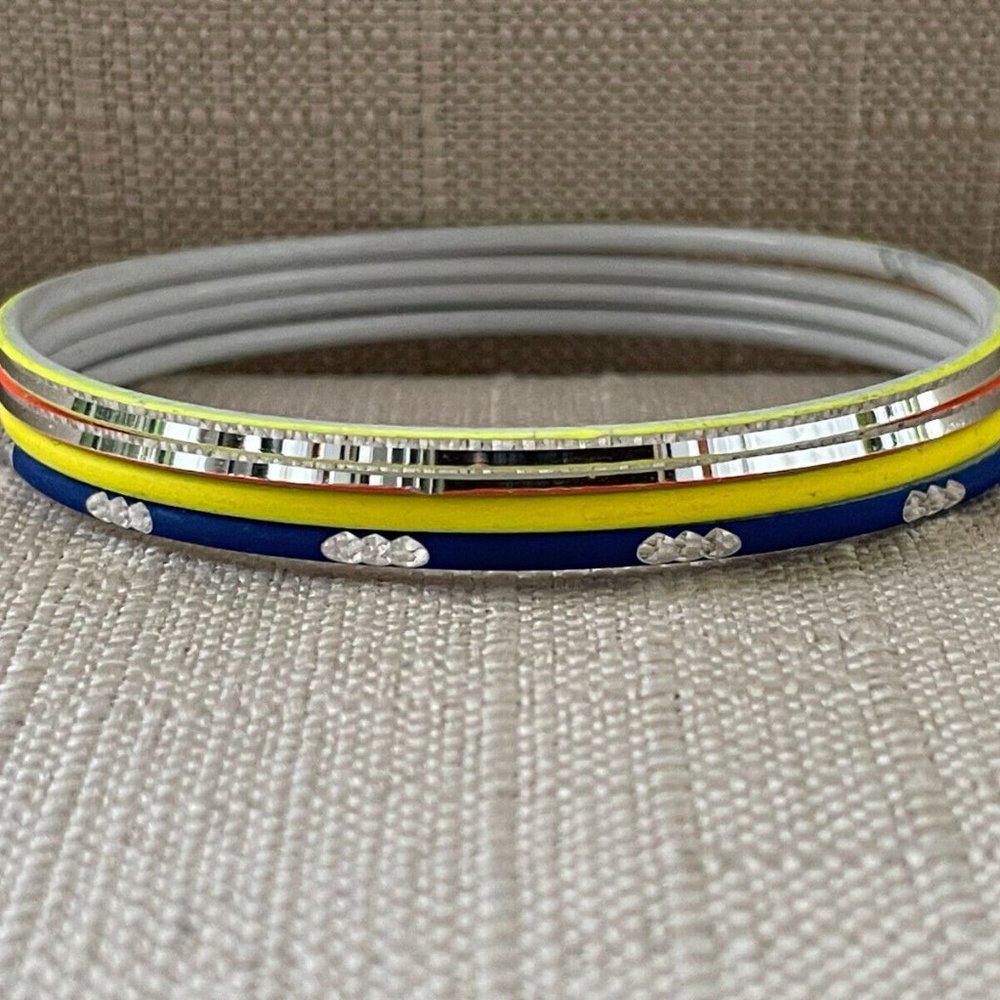 Glass Bangle Multi Color Bracelet Wrist Band Bangles Set of 4 - Picture 6 of 11